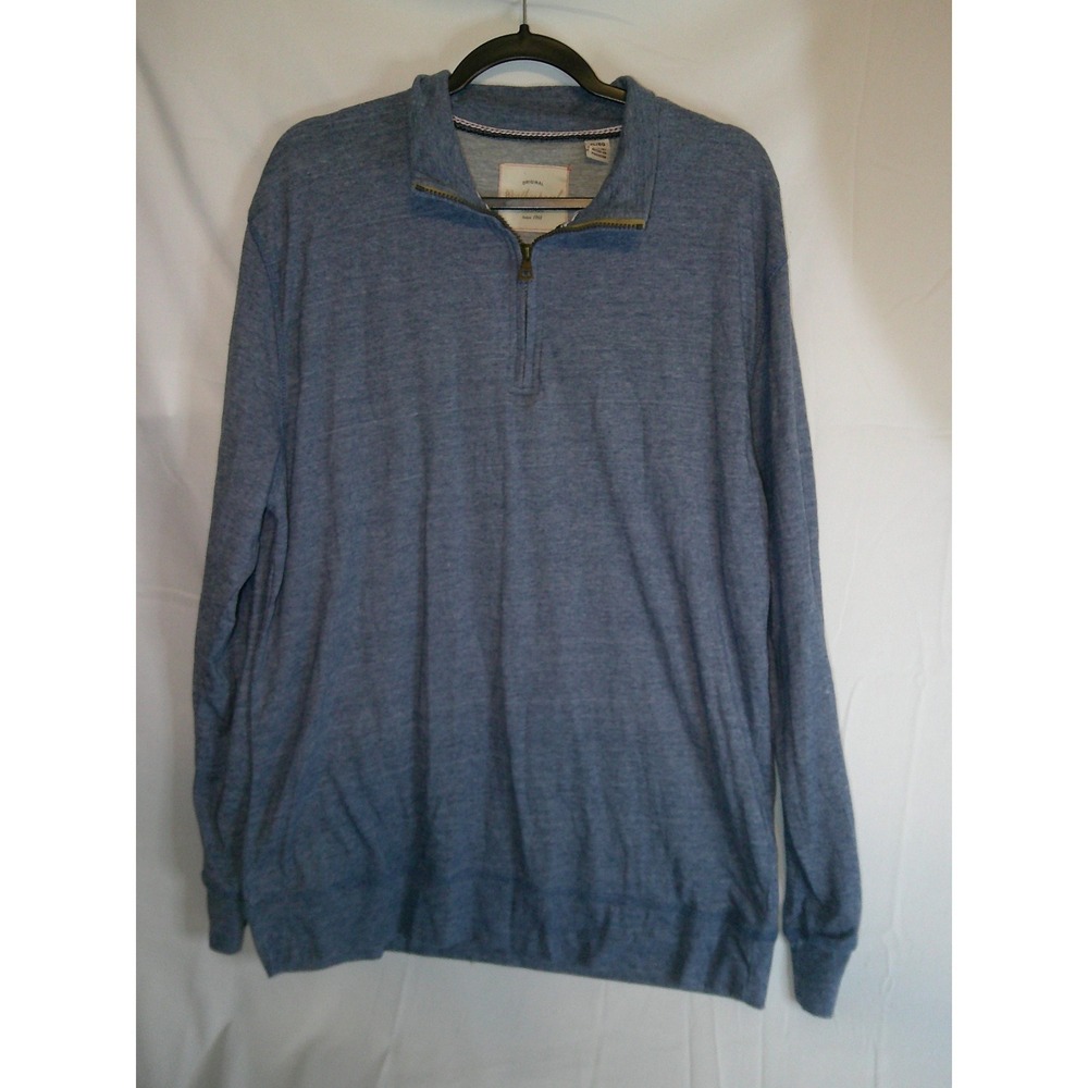 Weatherproof Mens XL Blue Pullover Quarter Zip Long Sleeve Shirt